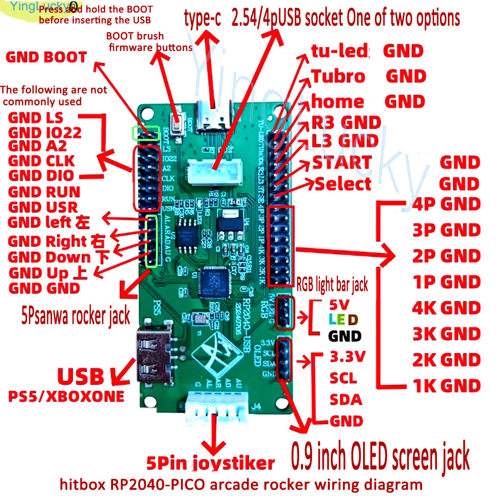 Joystick Hitbox Raspberry Pi PICO Development Board Hitbox Controller supports Xboxone ps5 USB Zero