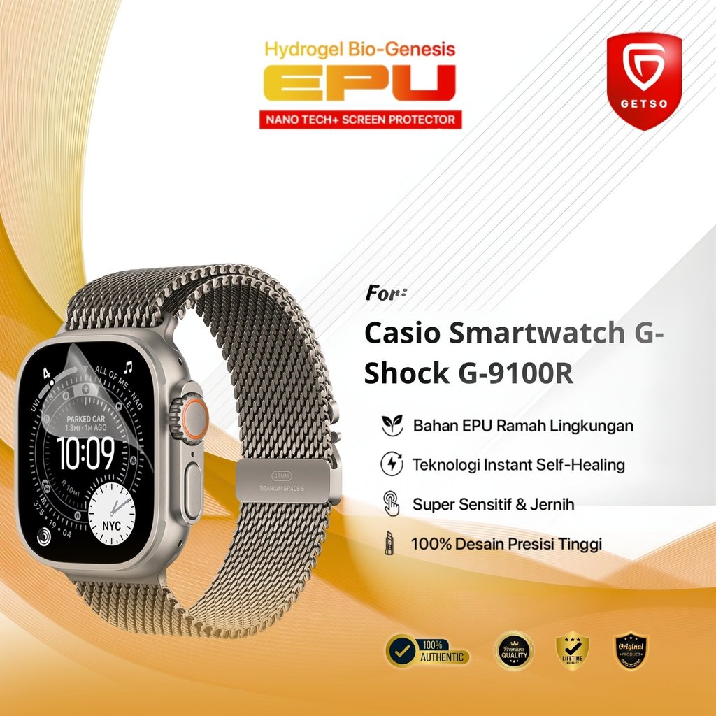 Getso BIO-HYDRO EPU Hydrogel Pelindung Layar for Casio Smartwatch G-Shock G-9100R Terbaik Protection