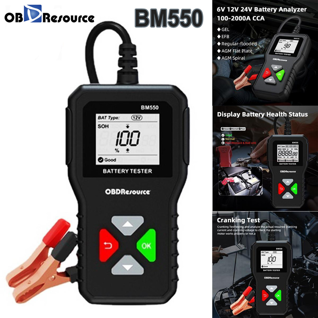 Car Battery Tester 100-2000 CCA Car Battery Tool 6V 12V 24V Car Battery Tester Car Battery Analyzer