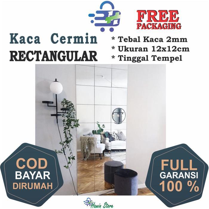 Kaca Cermin Rectangular 2mm 12x12cm (Asli kaca)