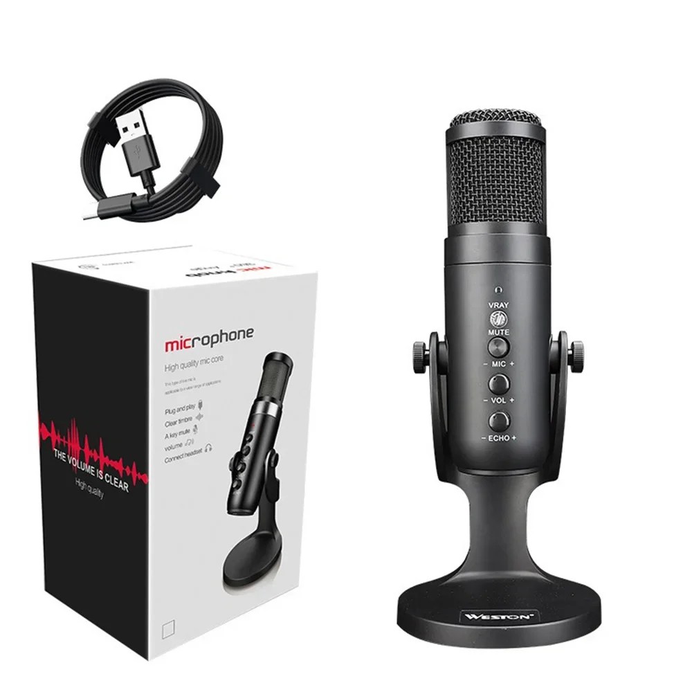 USB Condenser Microphone Esports Game Call Recording Condenser Mic for Studio Recording Streaming