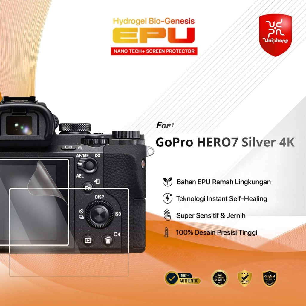UniPhon BIO-HYDRO EPU Hydrogel Display Protector for GoPro HERO7 Silver 4K Kualitas Tingi Protection