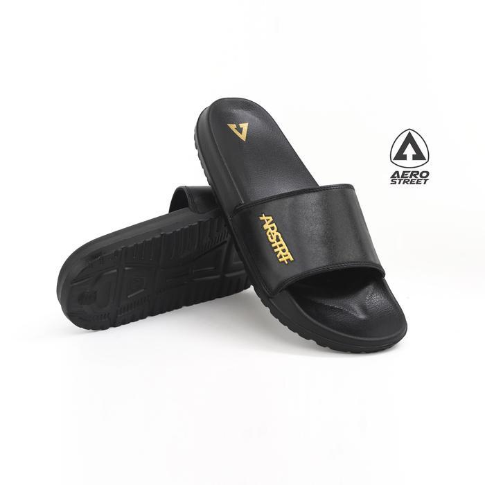 PROMO Aerostreet 39-44 Eros Hitam Hitam - Sandal Sendal Selop Slip On Casual Pria Wanita Aero