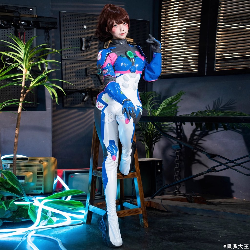 Game Overwatch2 D.Va Song Hana Cosplay Costumes Women Leather Zentai Jumuit Gloves Suit Halloween