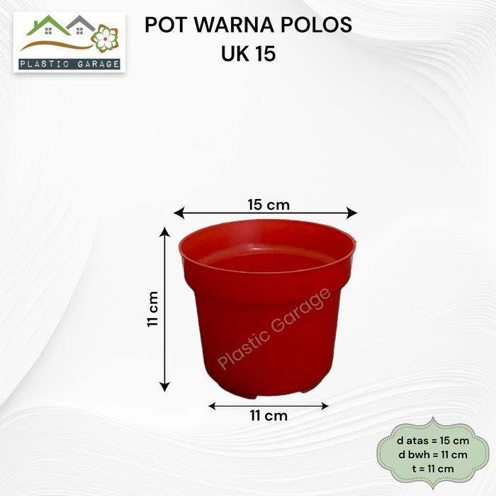 Pot 15 cm Merah Bata Polos - Pot Bunga Plastik 15cm Warna Grosir Murah