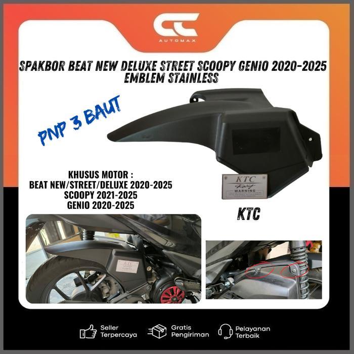 "New" Spakbor Kolong BEAT NEW DELUXE STREET SCOOPY GENIO 2020-2025 PNP 3 BAUT + EMBLEM STAINLESS