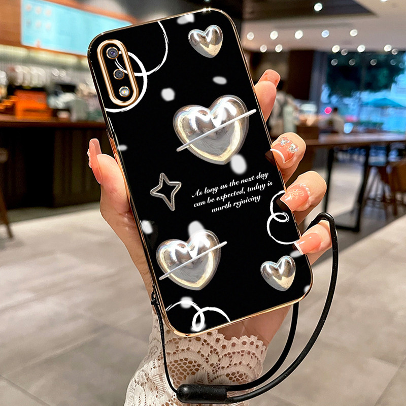 Casing Hp Untuk Samsung Galaxy A02 M02 A02s M02s F02s Case Hati Platinum Mewah pelapisan elektro Ces