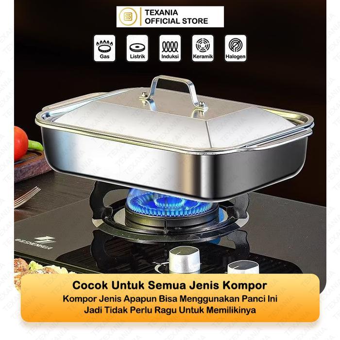 [Exclusive Ischaindyofc] Texania Baki Prasmanan Stainless Steel Size 41Cm Multifungsi Dengan Free