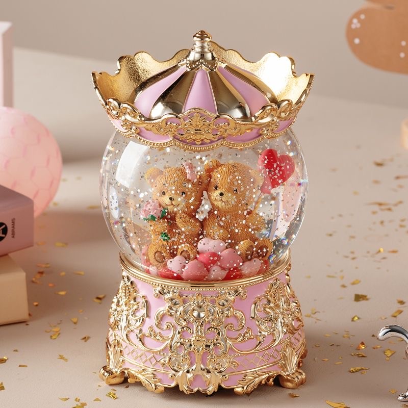 Crystal ball automatic snow drifting music box, children's music box, girl's birthday gift ornament,