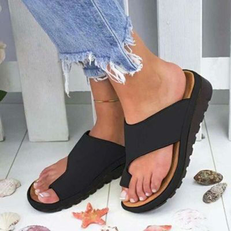 Women Shoes Sandals Orthopedic Corrector Ladies Sandals Flats Soft Pu Leather Shoes Woman Sandals