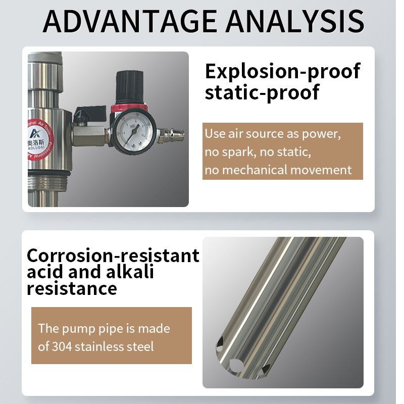 Stainless Steel Pneumatic Oil Pump, Sealed Drum Pump, Liquid Discharge Pump, Barrel Insertion Pump