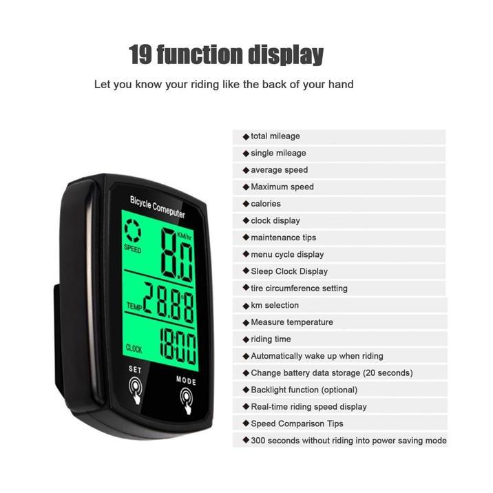 Cuci Gudang Cnc Speedometer Sepeda Digital Odometer Backlit Waterproof 19 Function - 668 Outdoor