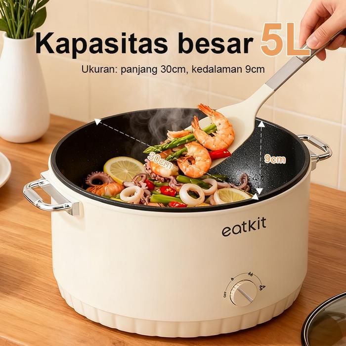 Philips - Eatkit Panci Listrik 5L Anti Lengket Dengan Kukusan Multi Cooker 1000 Watt Kompor Listrik