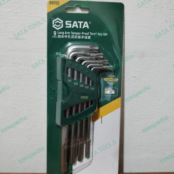 Sata Kunci L Bintang 09702 9Pc Long Torx Hex Key Set Tamper-Proof Sata T10-T50 Alat Tukang