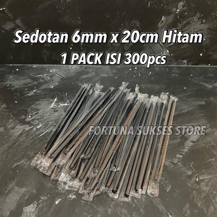 Sedotan 6mm Hitam & Bening Steril isi 300pcs - Sedotan Bungkus Plastik