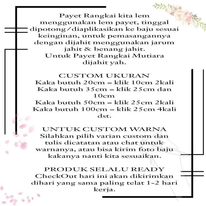 "New" Payet Rangkai Mutiara Jahit A12 / Payet Leher / Payet Pinggang / Payet Dada / Payet Mutiara