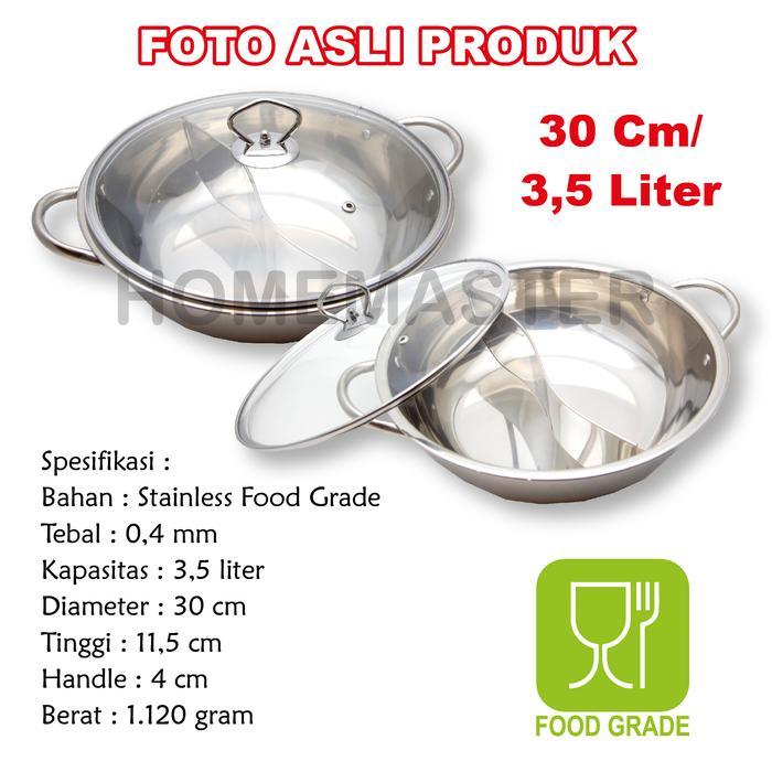 HomeMaster Panci/Pot Sukiyaki/Shabu Shabu/Steamboat Stainless Sekat/YinYang 30 Cm SP201042NM30