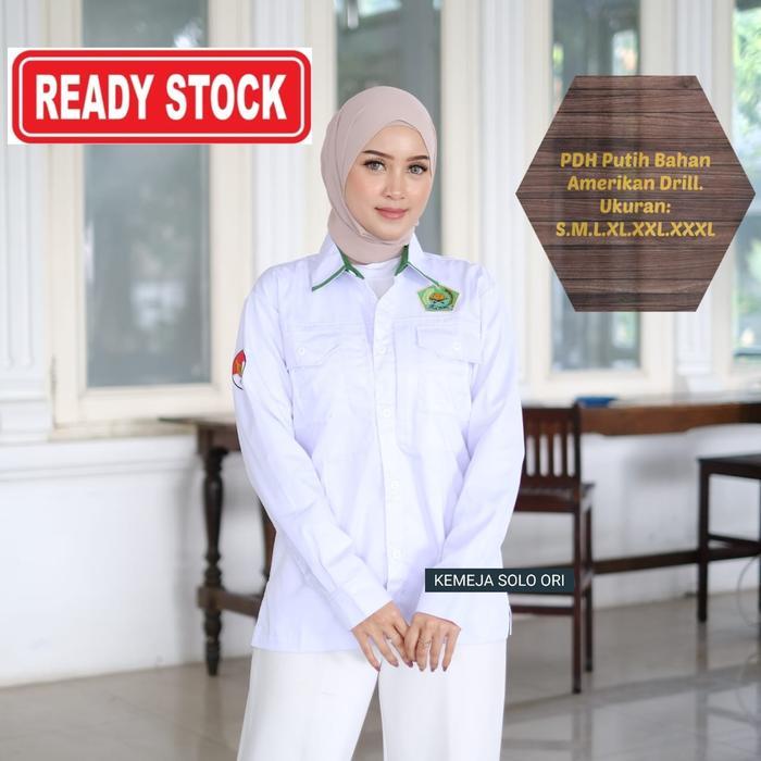 COD BAJU KEMENAG WANITA TERBARU 2025 BAHAN AMERIKAN DRILL / BLOUSE PDH PUTIH WANITA LENGAN PANJANG /