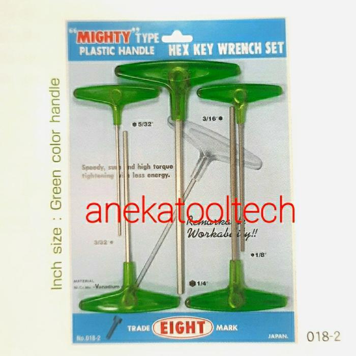 KUNCI L T SET 3/32-1/4" merk EIGHT handle T ALLEN KEY SET 3/32-1/4 "