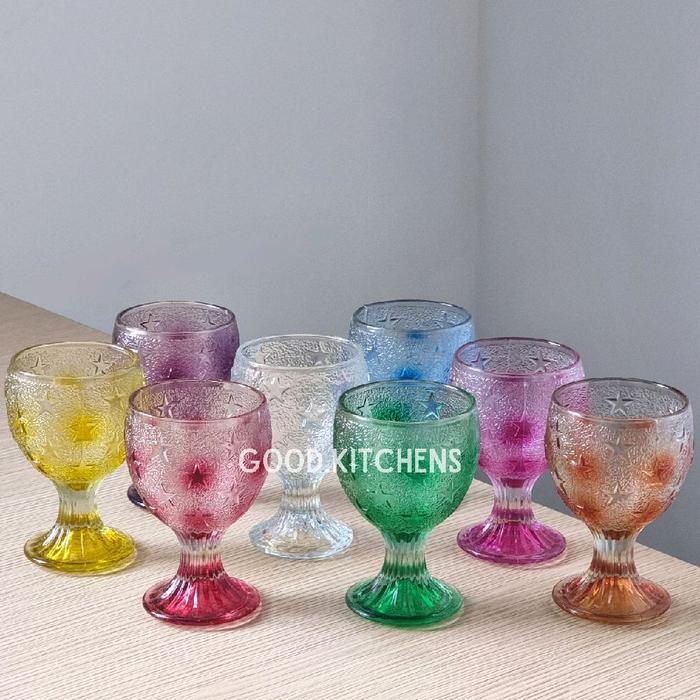 G232 [6 PCS] GELAS SLOKI BINTANG KACA GELAS KAKI GELAS SOUVENIR GELAS KOPI GELAS MINUM GELAS