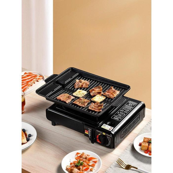 Pemanggang Bbq Persegi Alat Panggang Anti Lengket Anti Karat Grill Pan Marbel Coating Pemanggang