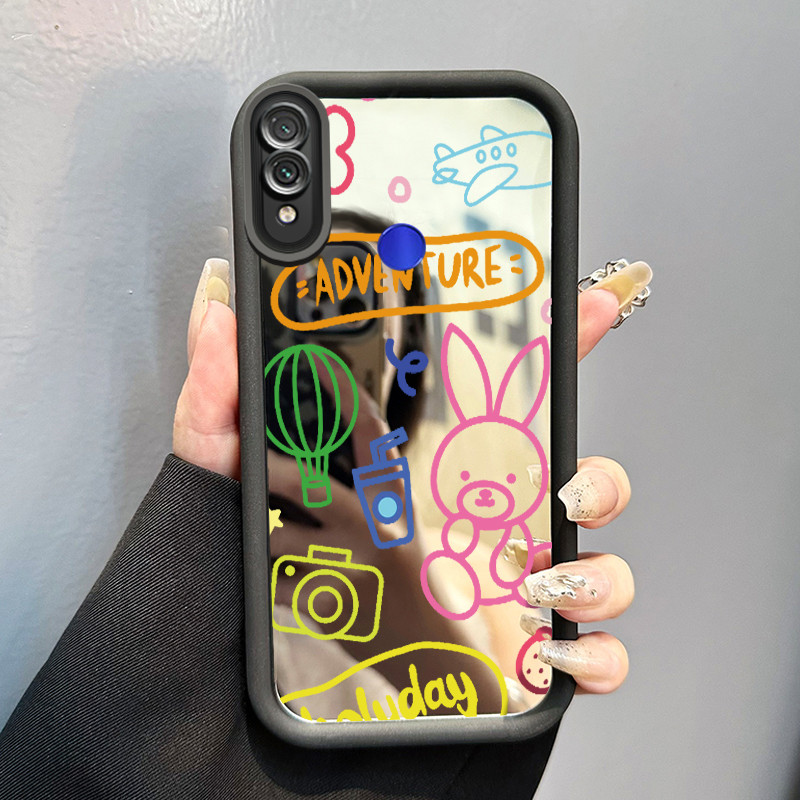 Casing Hp Xiaomi Redmi Note 7 Redmi Note 7s Redmi Note 7 Pro Case Colorful striped rabbit Mirror Kas