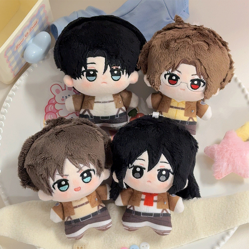 Anime Attack On Titan Plush Keychain 10cm Nunu Cotton Doll Levi Ackerman Eren Jaeger Mikasa Ackerman