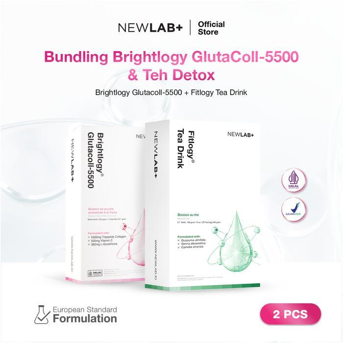 Newlab Bundling Collagen & Teh Detox Minuman Kolagen Pencerah Kulit Pasti Ori