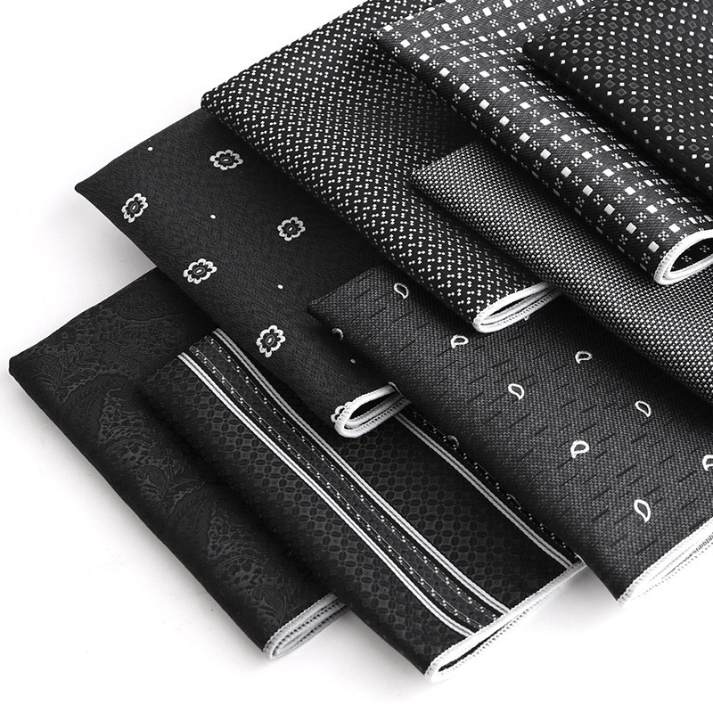 Saputangan Bisnis Kotak Saku Pria Aksesori Sapu Tangan Hitam Elegan Sapu Tangan Pria Desain Fashion 