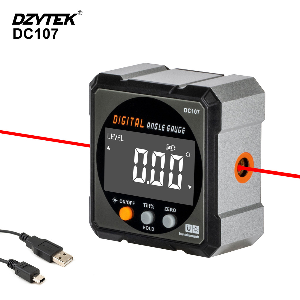 DZYTEK Pencari Sudut Digital Busur Derajat Laser Pengukur Sudut Tingkat Laser Profesional Alat Ukur 