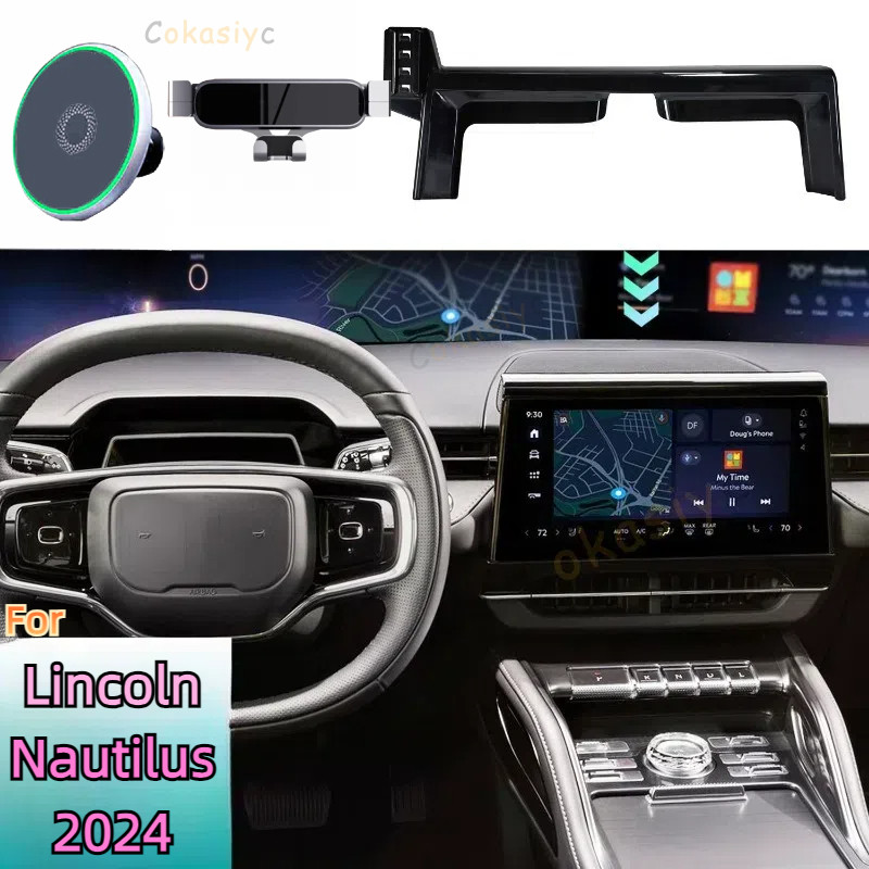 For Lincoln Nautilus 2024 Phone Holder Car Magnetic MagSafe Wireless Charging GPS Support Mobile