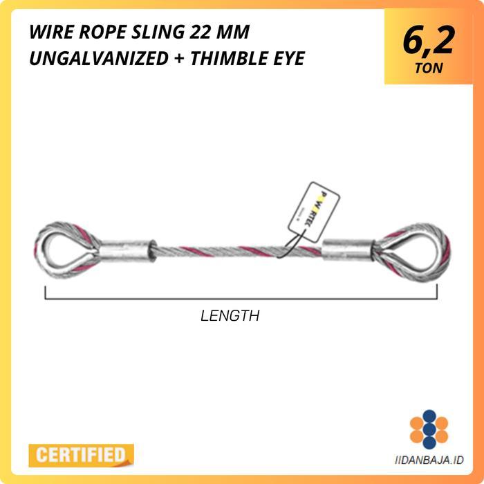 ken WIRE ROPE SLING 22 MM UNGALVANIZED POWERTEC + THIMBLE EYE
