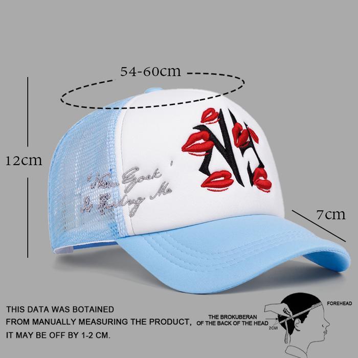 Topi baseball NY Bibir merah Embroidery Original topi truckerHat Cap Casual Distro Fashion Pria