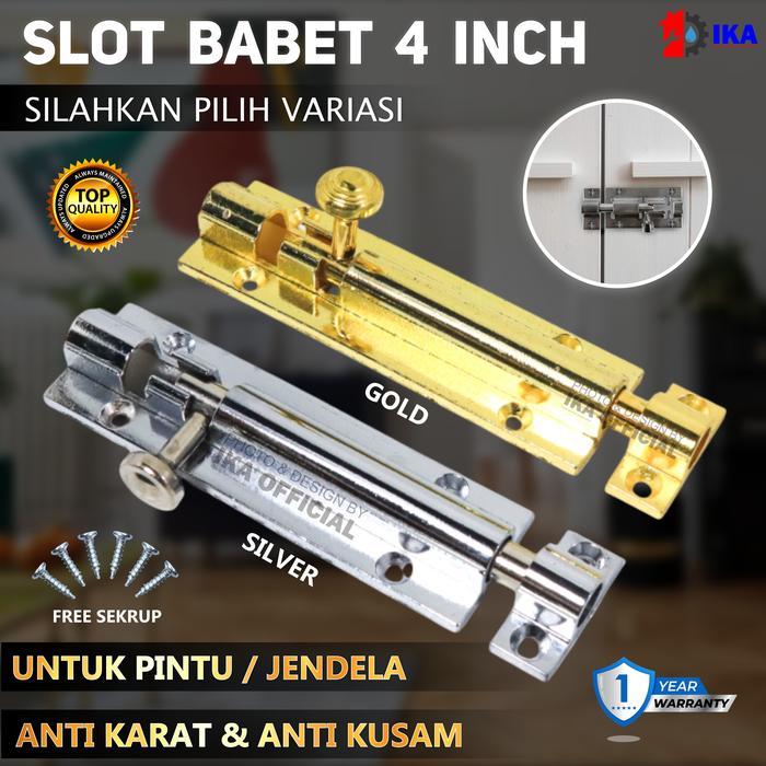Slot kunci pintu / grendel pintu panjang 4 Inch kuning silver / Slot Kunci Pintu Grendel Pintu