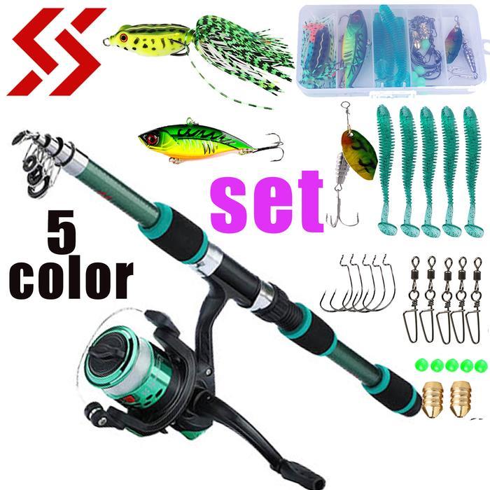 Maguro Fishing - Sougayilang Reel Pancing Putar 5.2:1 + Joran Pancing Teleskopik Dengan Set Umpan
