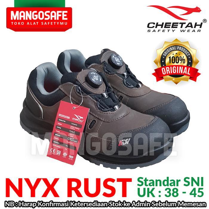 Cheetah NYX ADV Rust Sepatu Safety Kerja Proyek Kulit Pendek Coklat