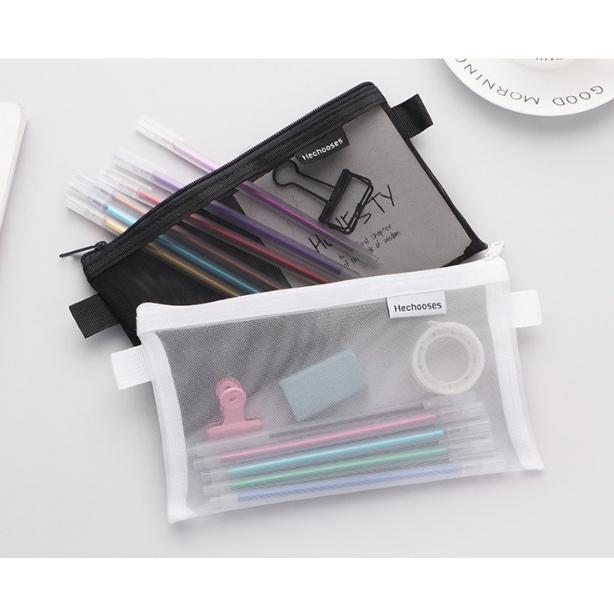 Tempat Pensil Jaring / Kotak Pensil Mesh / Transparan Kapasitas Besar