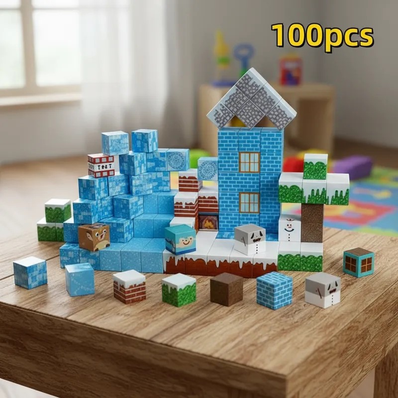 150PCS Magnetic Blocks Ice House Building Set STEM Learning Toys 3D DIY Creative Decor Gift Kids