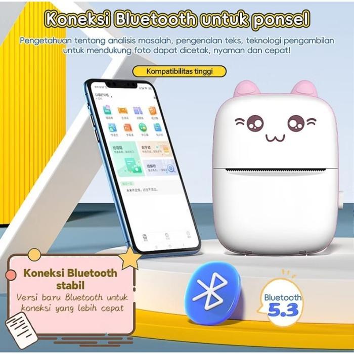 Mini Cute Thermal Printer Bluetooth Portable Label Printer Picture Foto Receipt Barcode Memo Printer