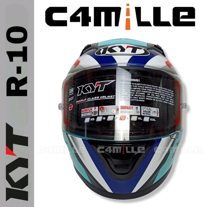 Helm Kyt R10 Flar Visor Super Fluo #1 Aqua Blue Red Fluo Full Face