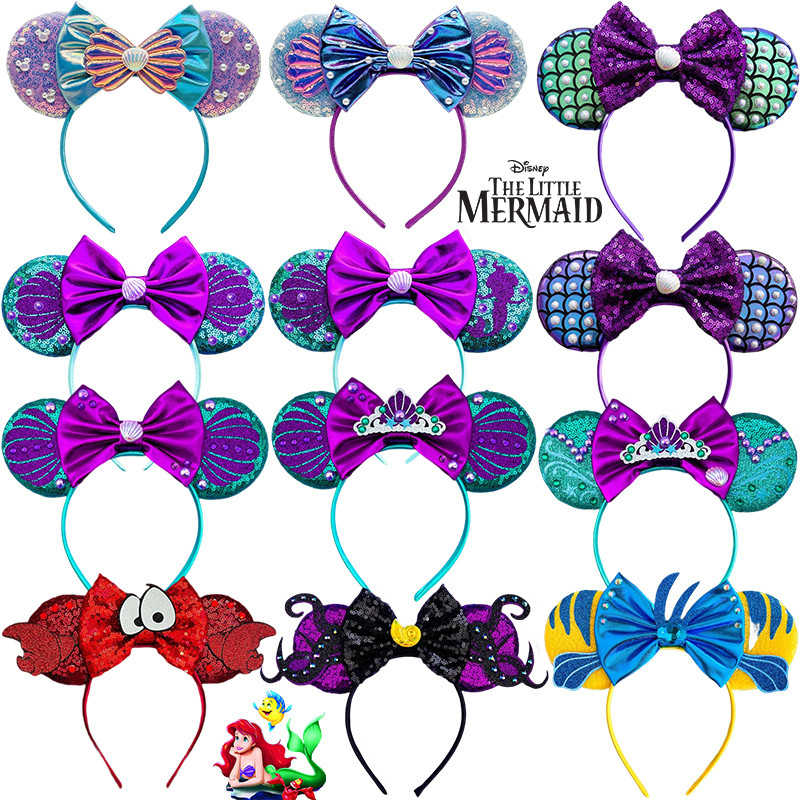 Disney Little Mermaid Ears Hair Bands For Girls Princess Ariel Headbands Kids Sebastian Hairband