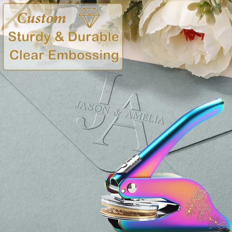 Customized Book Wedding Embosser Stamps Personalized LOGO Designs Embossing Stamp Custom Handheld