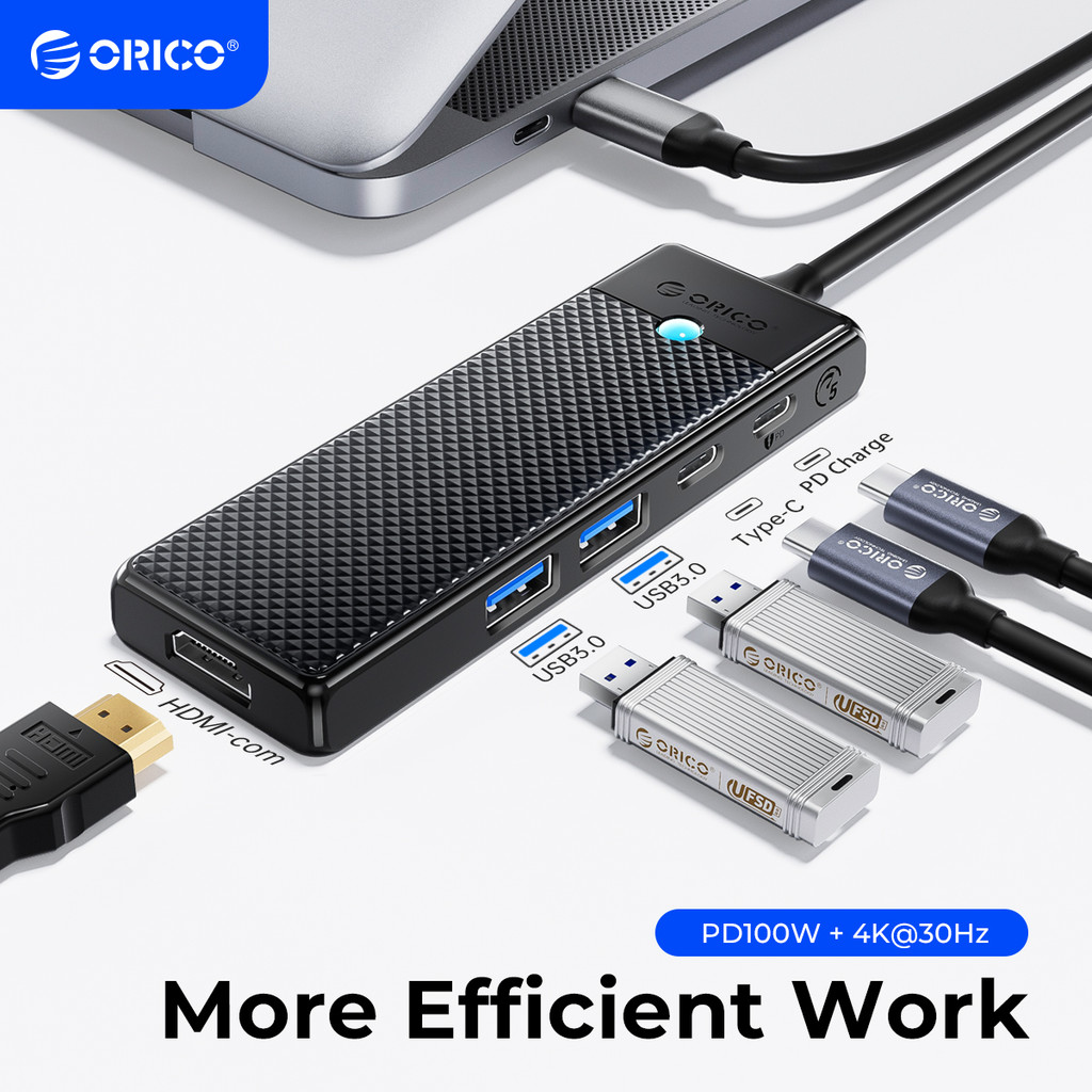 ORICO PWD USB C Hub Type-C Docking Station with HDMI USB 3.0 Adapter 4K30Hz PD100W Card Reader