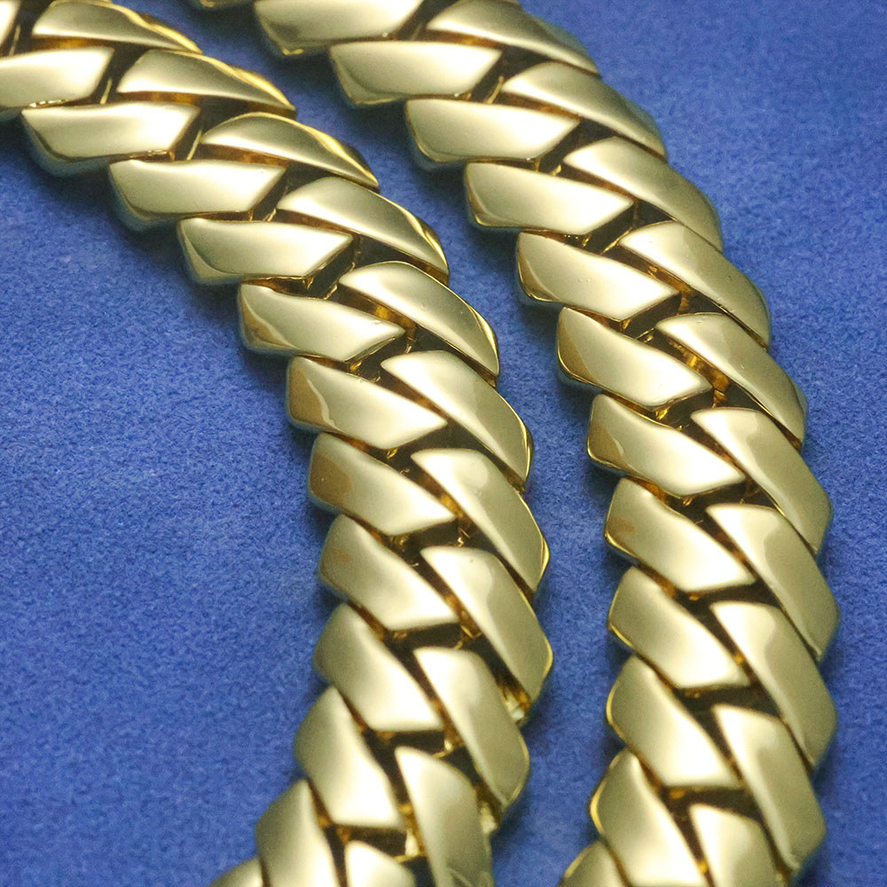 NY 14K Gold Plated 12MM Cuban Chains Rapper Men Hip Hop Jewelry Smooth Solid Brass Necklace Birthday