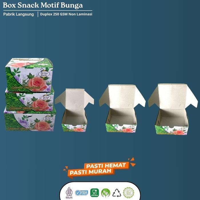 (Paket 25 Pcs) Dus Snack 12X12 / 12X14 / 12X16 Snack Box Kue Roti Makanan Motif Hijau