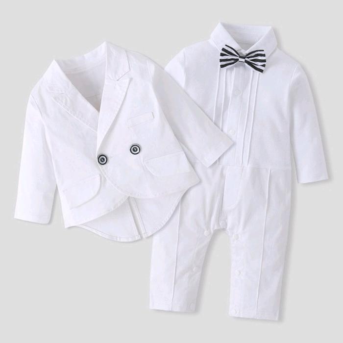 TERLARIS Tuxedo Putih Baju Baptis Bayi dan Anak Romper Bayi Import Baby Katun White READY STOCK