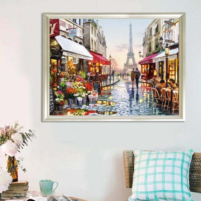 (JW) 40x30cm Street Corner DIY Paint by Numbers Oil Painting Kit