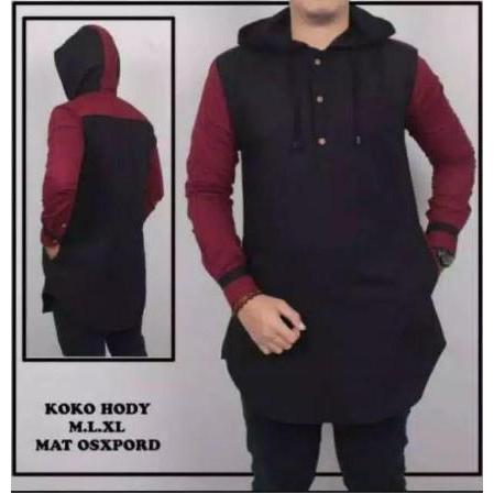Kurta Pakistan Koko Hoodie Oxpord Katun Baju Muslim Pria Panjang Lembut Mewah Dewasa Terbaik