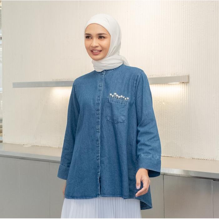 Giyomi Id - Rei Blouse / Blouse Wanita / Blouse Bahan Denim / Atasan Wanita Baju Cantik