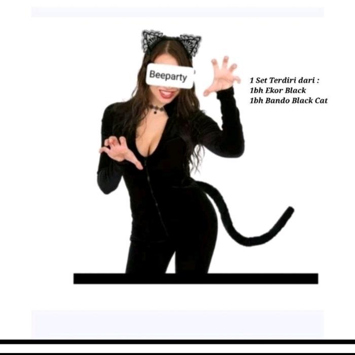 Bando Kucing Cosplay Set Halloween Ekor Devil Wanita